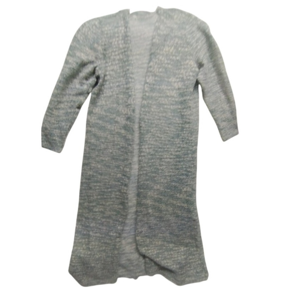 Soft Surroundings Duster Cardigan Open Front Knit Sweater Blue Sparkle‎
